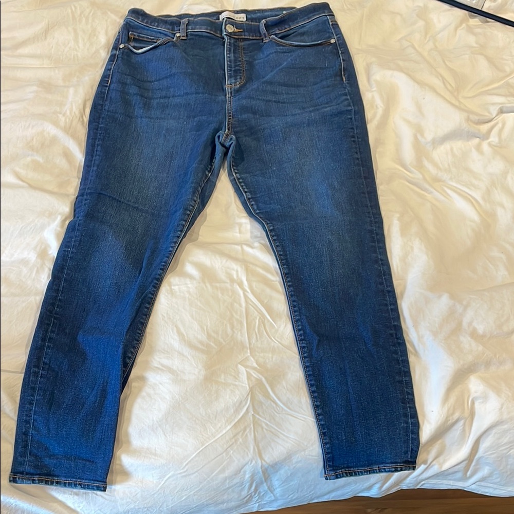 LOFT Blue Skinny Jeans with Classic Indigo Wash size 14